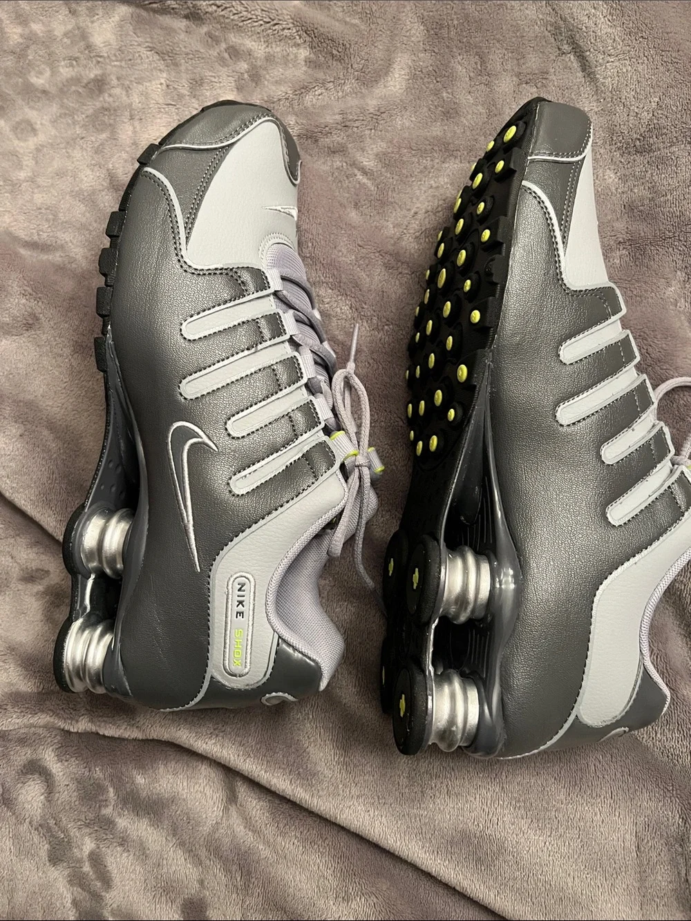 Nike Shox NZ Gray and Neon Yellow Running Shoes